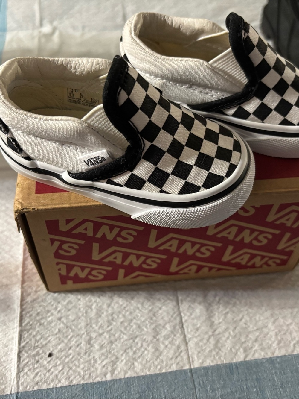 Vans Kids Checkerboard Slip-On Sneakers - Black & White